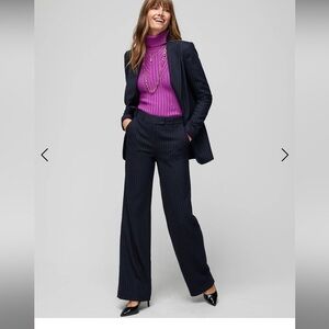 WHBM RELAXED Blazigan BlazerNavy Pink Pin Stripe Size 12